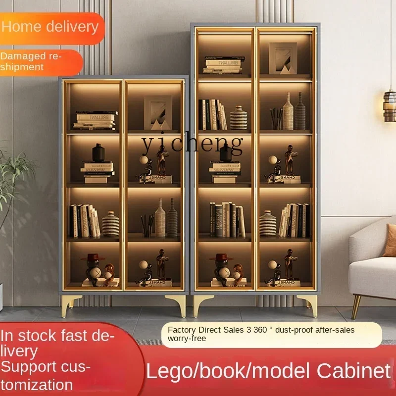 ZC glass door bookcase living room floor dustproof bookshelf simple modern combination storage cabinet - view 5