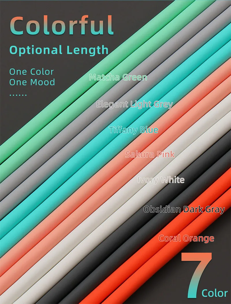 6A PD100W USB-C Fast Charging Cable, Liquid Silicone 8-Core Type-C 1-30m, Bend-Resistant for Laptop/Car, Multiple Colors