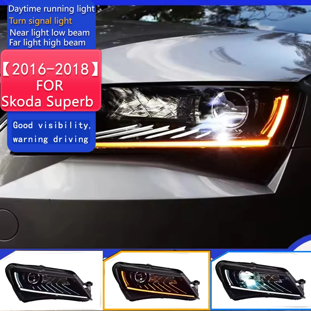 

Фара для Skoda Superb 2016-2018 автомобильные товары 12 В H7 LED 2 шт. Свет AKD Аксессуары для украшения автомобиля Превосходная фара