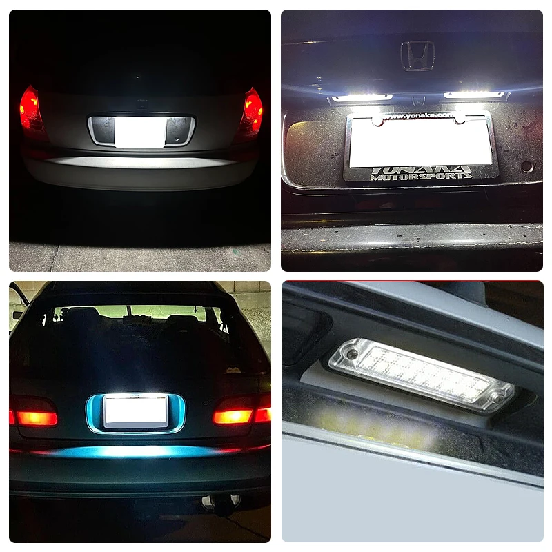 2Pcs For Honda Civic EJ EG EK CR-X Del Sol Integra SJ EK3 White LED Number License Plate Light