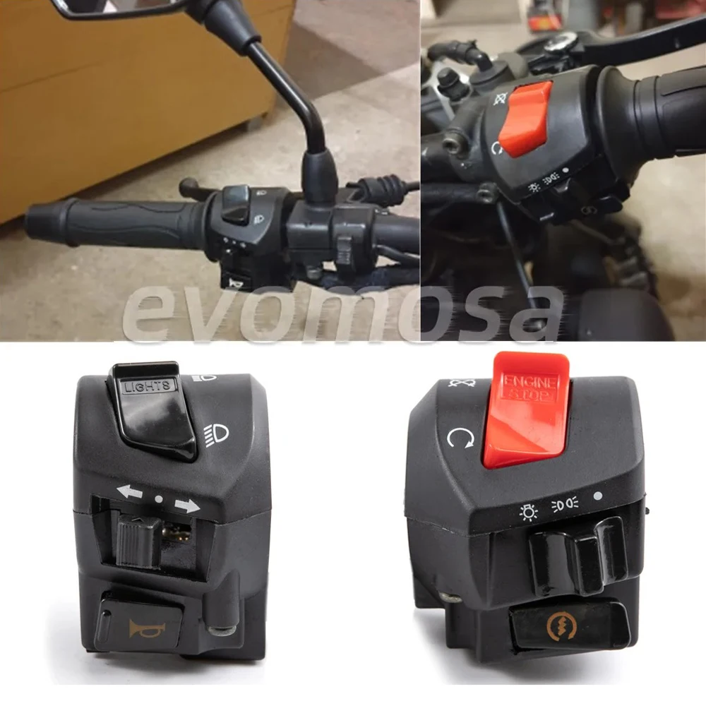 

Universal 12V Motorcycle 7/8" Handlebar Control Switches Horn Turn Signal Headlight Electrical Start Switch Double Throttle