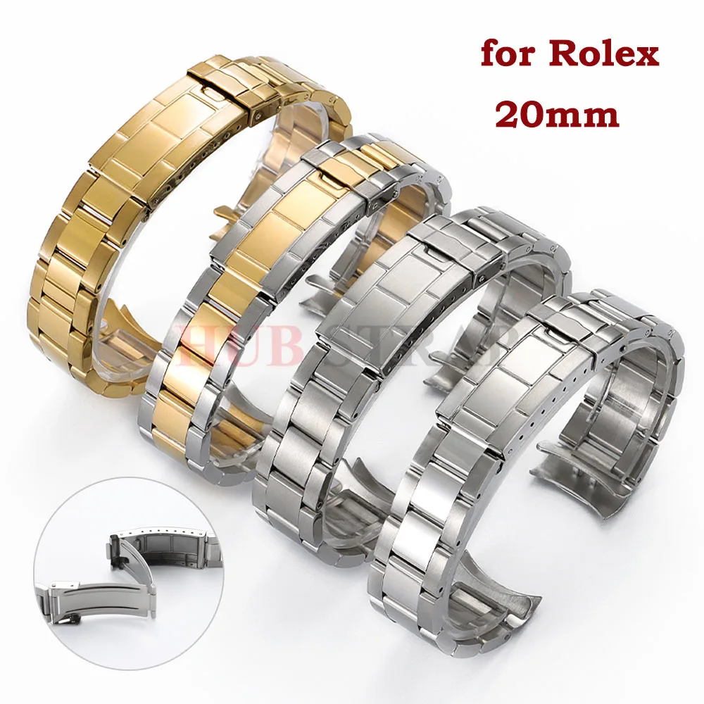 Luxuriöses Armband aus massivem Edelstahl, 20 mm, für Rolex Daytona Submariner Herren Damen Business-Armbanduhr-Zubehör