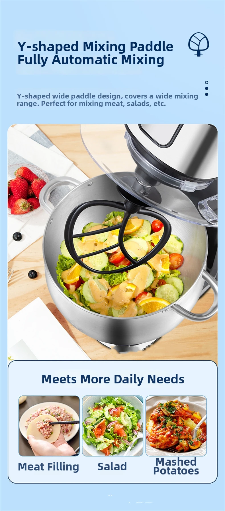 12L Gewerbliche Standmixer, Teigkneter & Rührbesen, Hochleistungs-Küchenmaschine Professioneller Chefmixer mit Edelstahlschüssel – Detail 12