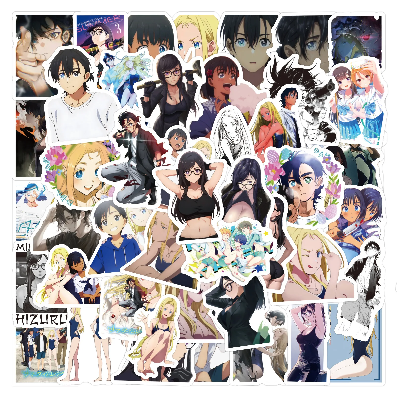 

60PCS Anime Summer Reunion Stickers for Computers, Laptops, Water Cups, Cartoon Decorations, Waterproof Handbooks, Stickers
