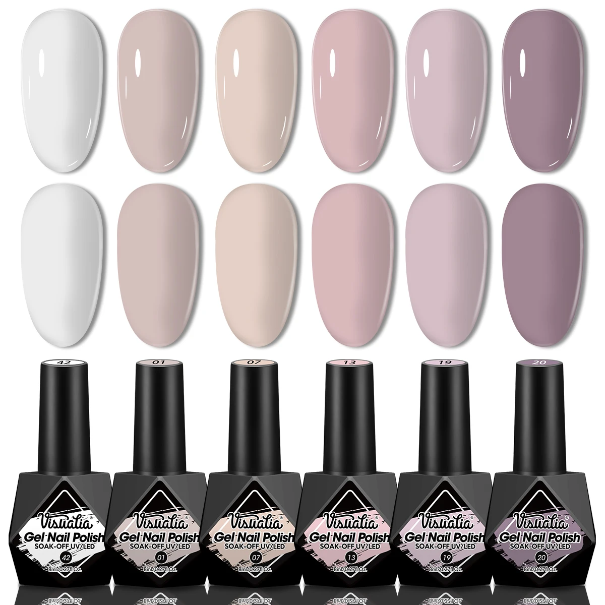 

Набор розовых гель-лаков для ногтей — набор всесезонных гель-лаков для ногтей из 6 предметов, УФ-гель-лак, гипоаллергенный, с мерцающей отделкой — подходит для ногтей