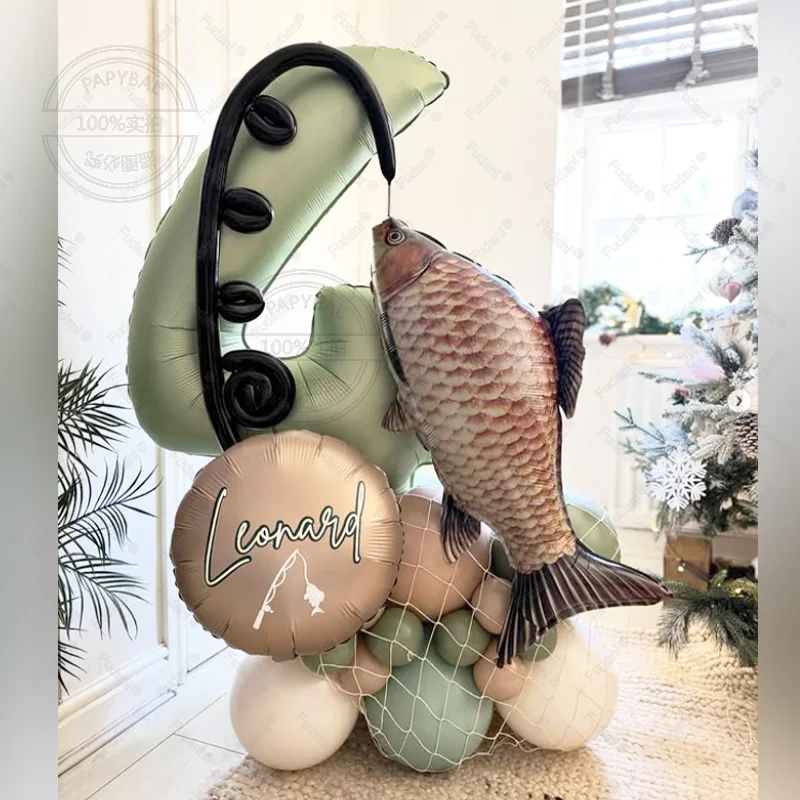 40 Zoll Grüne Zahlen-Fischballons DIY Babyparty Große Zahlen-Folienballons für Geburtstag Hochzeit Jubiläum Dschungel-Party-Dekoration