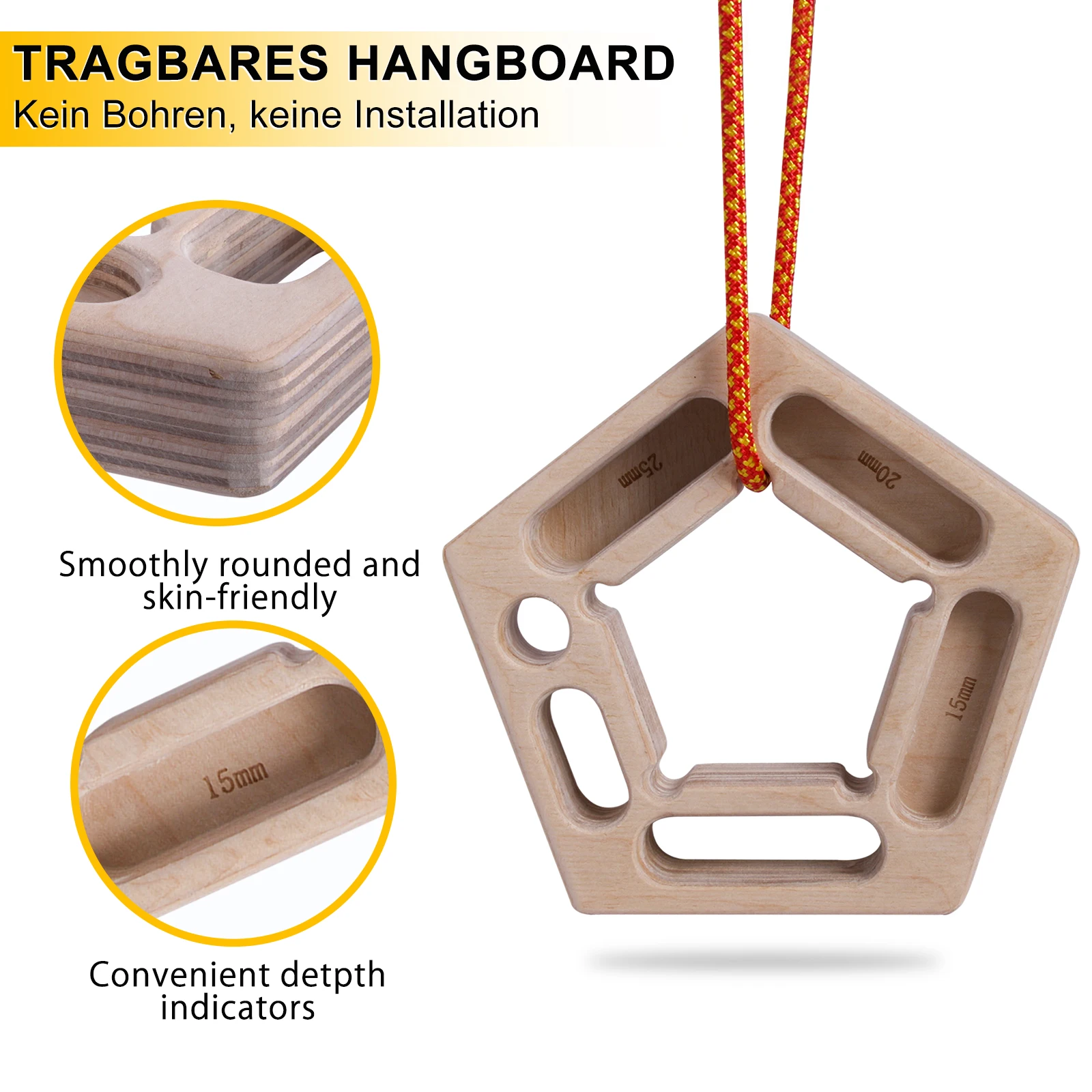 Hangboard Rock Climbing Fingerboard for Strengthener for Pull-up Grip Arm Training Indoor and Outdoor Double-Sided