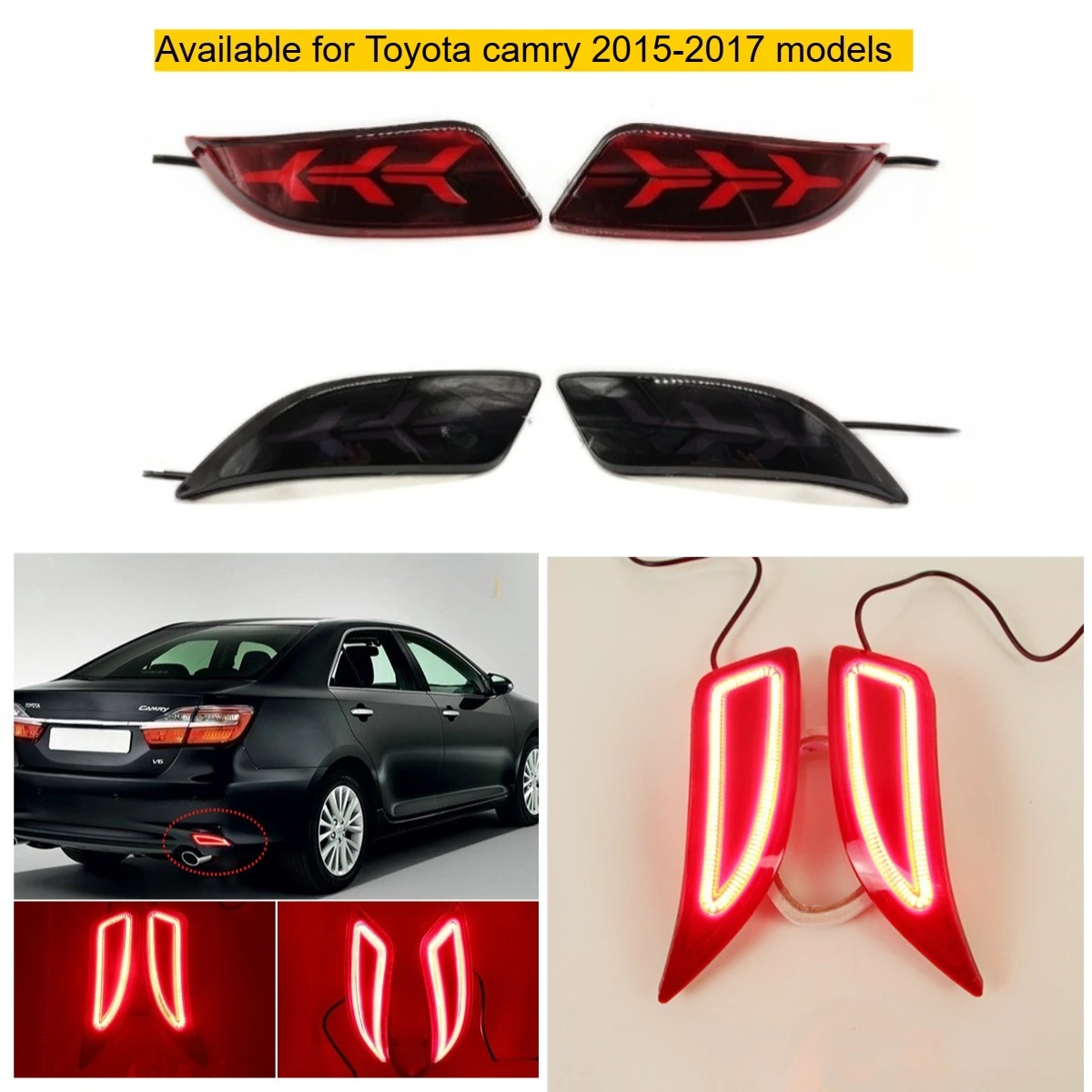 

Подходит для Toyota Camry 2015-2017, задний фонарь, модифицированный стоп-сигнал, задний фонарь, задний противотуманный фонарь рулевого управления