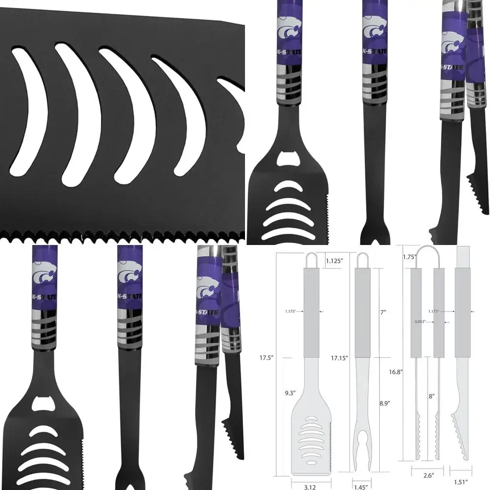 

Kansas State Wildcats 3-Piece Black Tailgate BBQ Set, One Size
