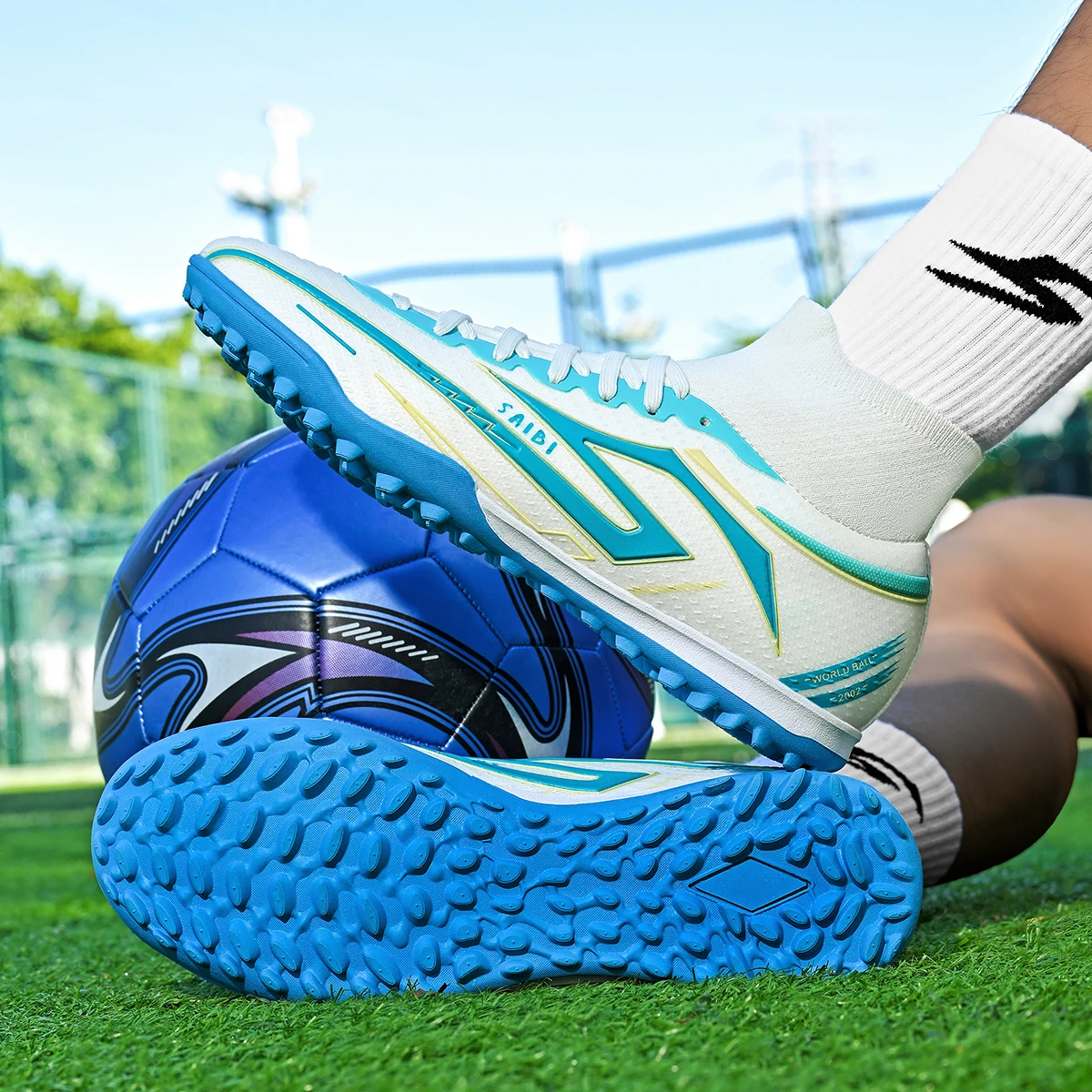 

Practical TF Turf Soccer cleats Premium PU Fabric Upper Rubber Anti-slip Bottom Comfortable For Long Time Wearing