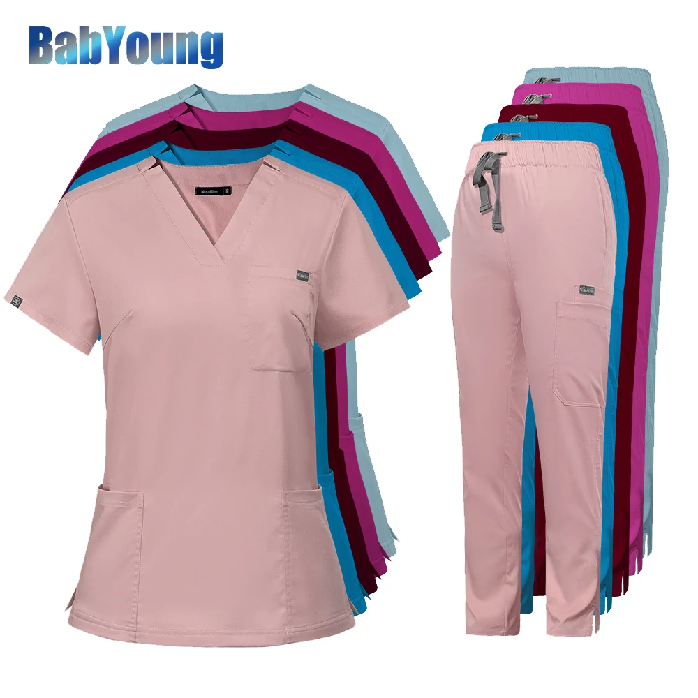 

Spa Uniforms Women 2023 Nurse Uniforms Scrubs Sets Doctor Nursing Scrubs Tops Straight Pants Surgical Clothes Lab Workwear