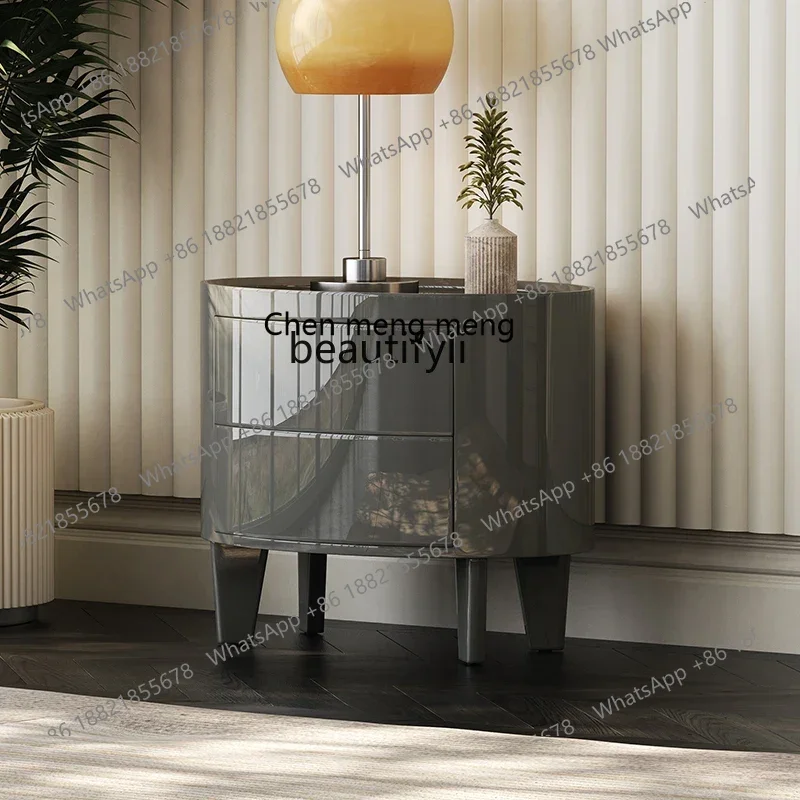 

xzItalian minimalist bedside table simple modern bright paint light luxury bedroom bedside table