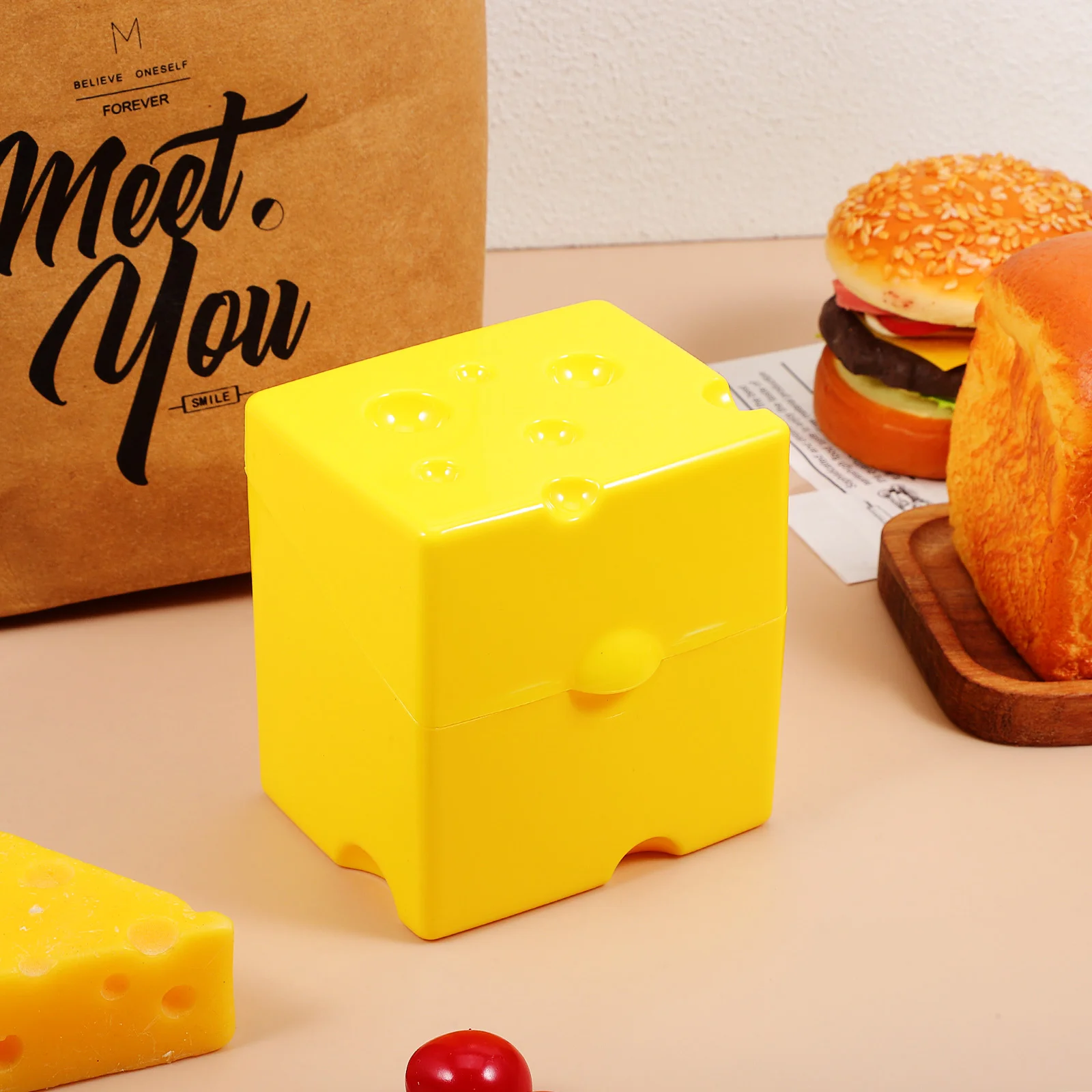 Contenitore per fette di formaggio Le sue piccole scatole con coperchio Design Custodie per burro Contenitori per frigorifero Prosciutto Abs Cucina Portaoggetti da viaggio
