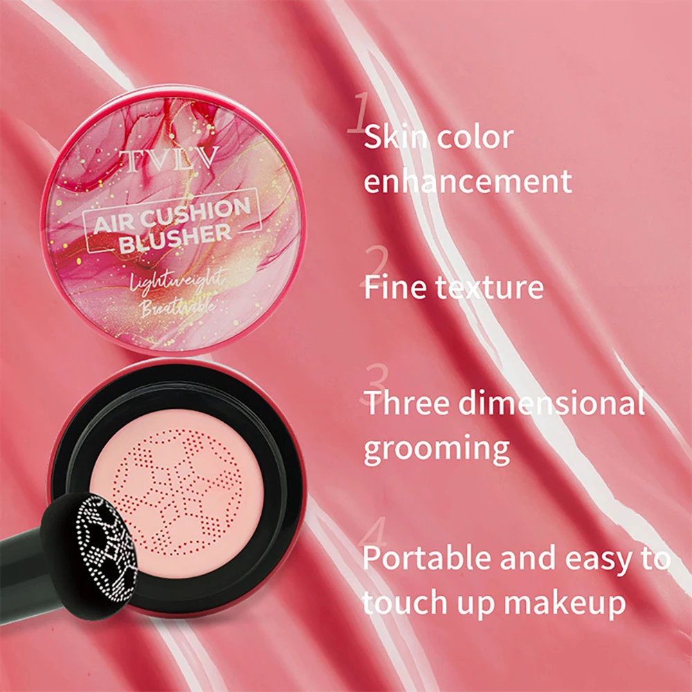 Natureza fosco pó blush cabeça de cogumelo iluminar rosto maquiagem almofada para base facial cosméticos almofada de ar pó blush