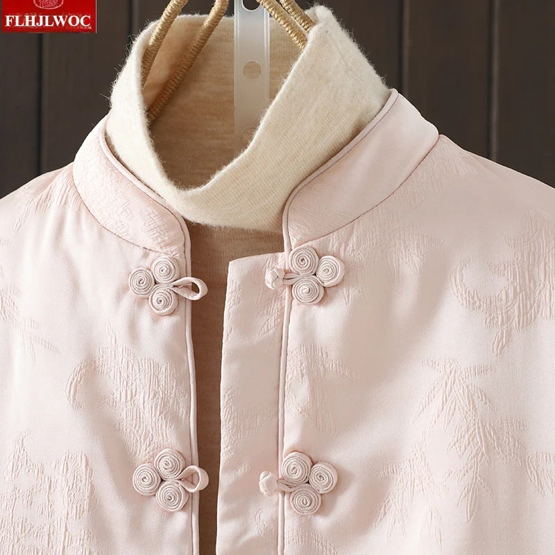 Cappotti capispalla eleganti rossi di Capodanno Caldo inverno Stile cinese Office Lady Colletto alla coreana Piumino da donna Parka vintage retrò