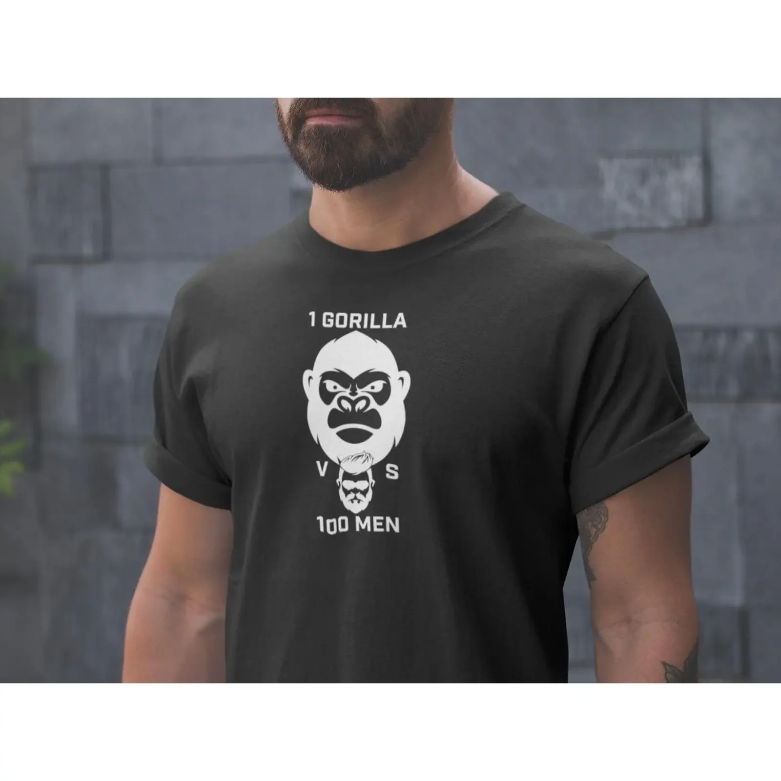 1 Gorilla vs 100 Men T Shirt Viral Debate vintage Washed Unisex fashion streetwear Casual Stretched Breathable Versatile
