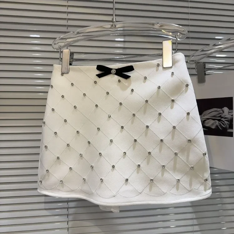 

Элегантные модные юбки с бантом и бриллиантами Y2k, облегающая юбка с высокой талией для женщин, ранняя весна 2021, новинка, универсальная Faldas Mujer