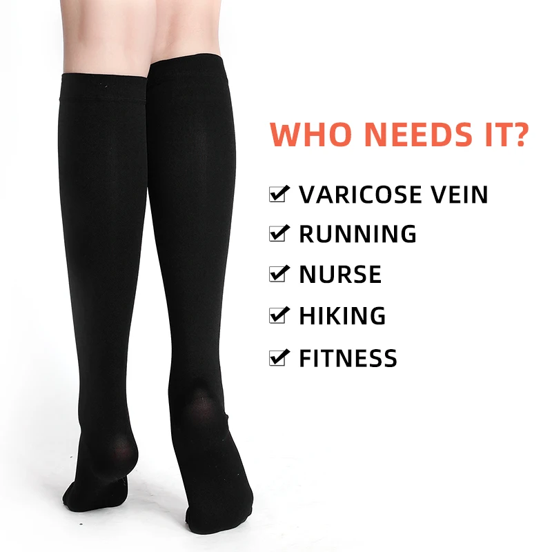 Closed Toe Medical Compression Stockings 34-46mmHg Varicose Veins Socks Unisex Class 3 Pressure Calf Sleeve Extra Large S-7XL - view 4