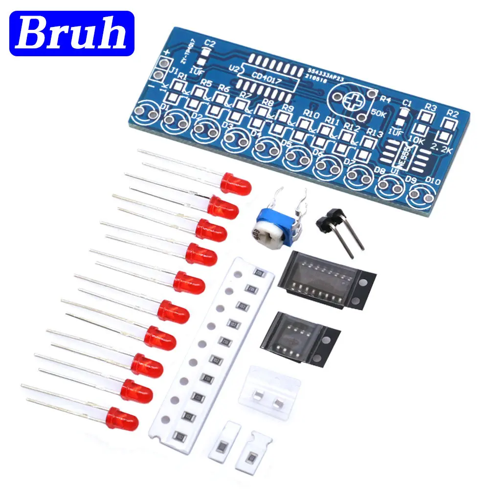 NE555 CD4017 Running LED Flow Light Electronic Production Suite Control Board Module Capacitor Oscillator Clock Siganal DIY Kit