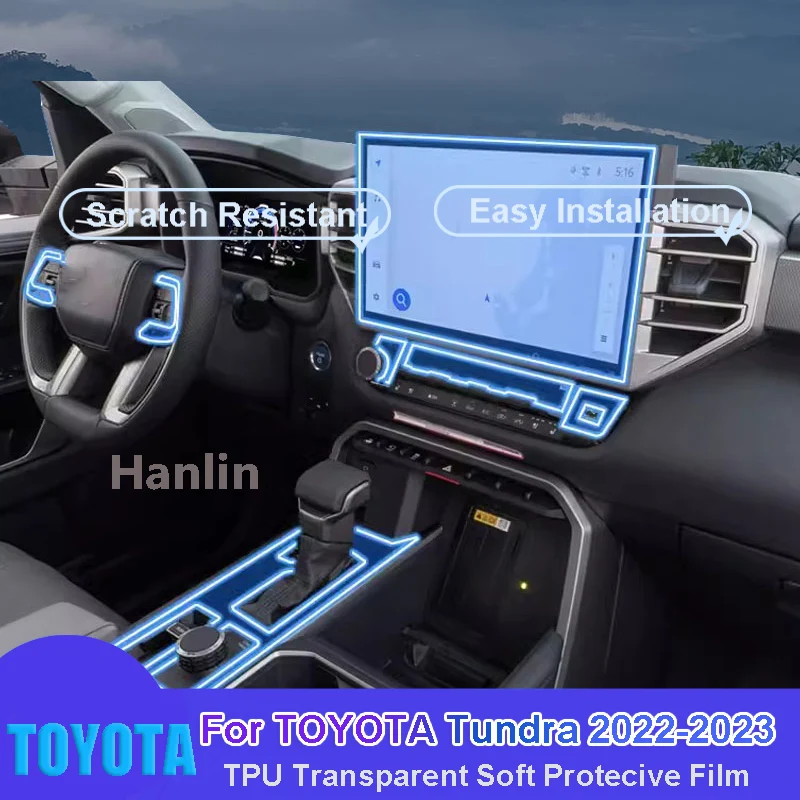 

For TOYOTA Tundra 2022-2023 Car Interior Center Console Transparent TPU Protective Anti-scratch Repair Film Car Sticker