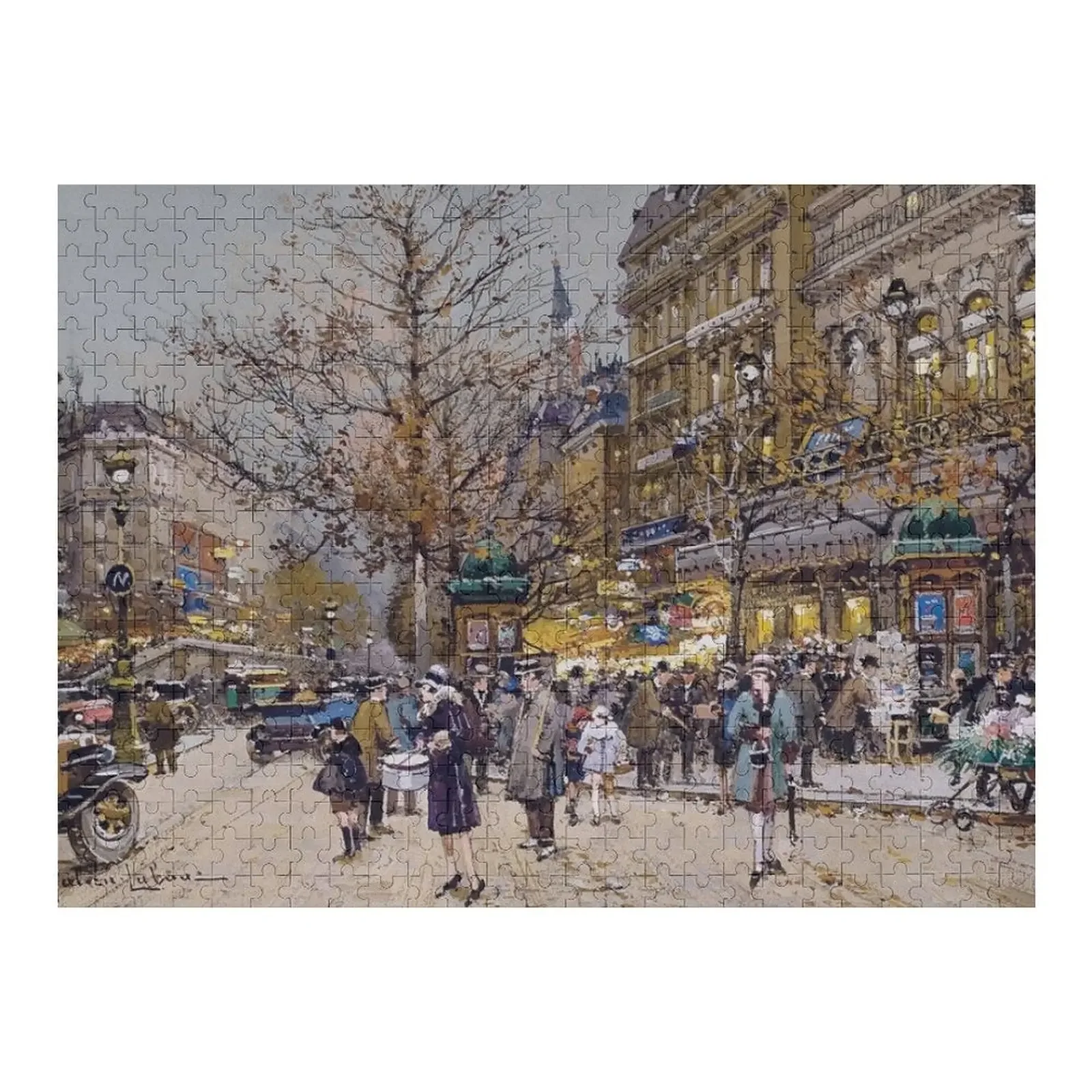 Paris Boulevard Bonne Nouvelle - Eugene Galien-Laloue Jigsaw Puzzle Wood Adults Animal Wood Photo Personalized Puzzle