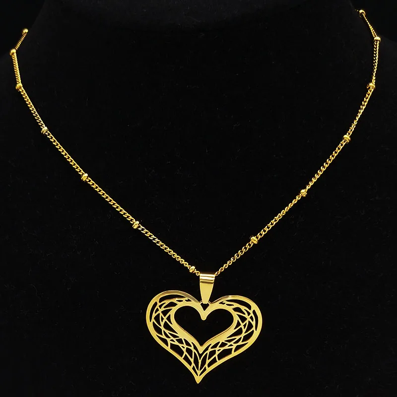 Cuore Collana in acciaio inossidabile Donna Colore oro Amore Collane Gioielli Regalo di San Valentino inossidabile joyeria mujer N619S01