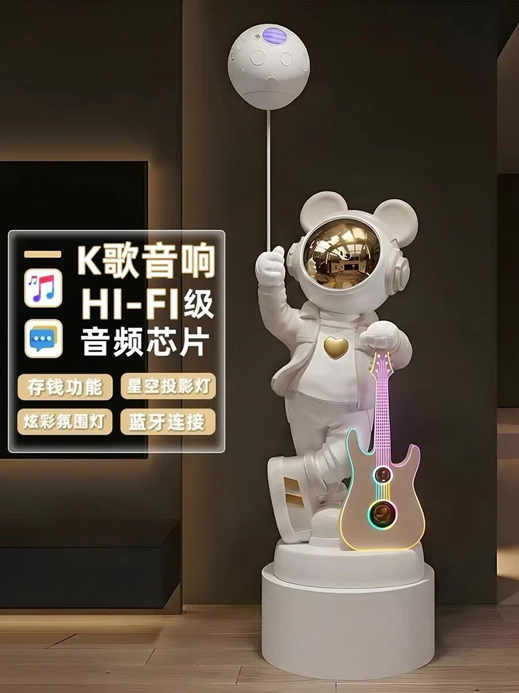 Home Decor Figurine Projection Lamp Astronaut Statue Large Floor Decor Luxury Bluetooth Speaker Decorative Sculptures Ornaments