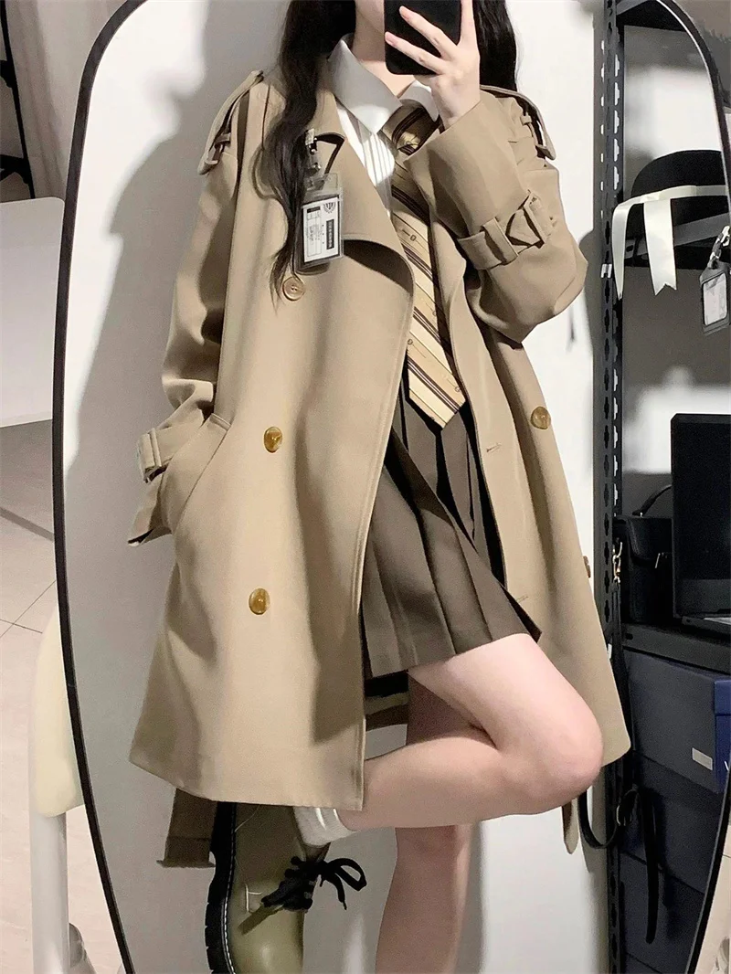 Small Windbreaker Women's 2023 Spring and Autumn New Korean Luxury Black British Style Medium and Short Coat Coat Commuting Coat