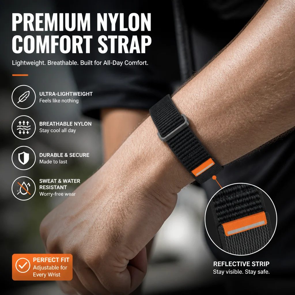 For Google Fitbit Air Smart Band Nylon Elastic Loop Arm Band Velcro Strap Metal Case Sport Fitness Running Replacement