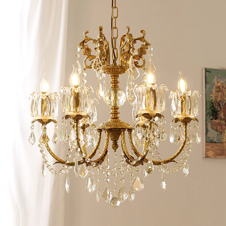 

European crystal chandelier, French medieval light luxury living room, dining room, bedroom, and study creativity