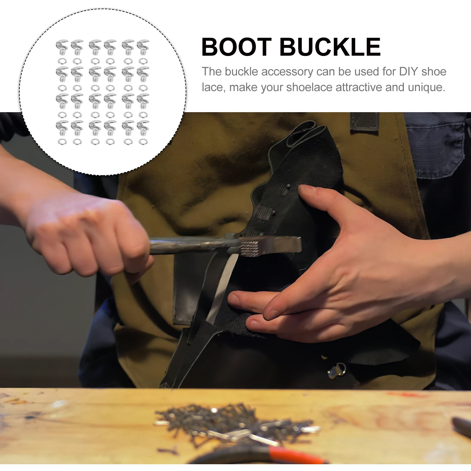 

20Pcs Brass Shoe Buckles Durable Shoelace Buckles DIY Boot Lace Repair Hooks Kit Easy Install Shoe Accessories