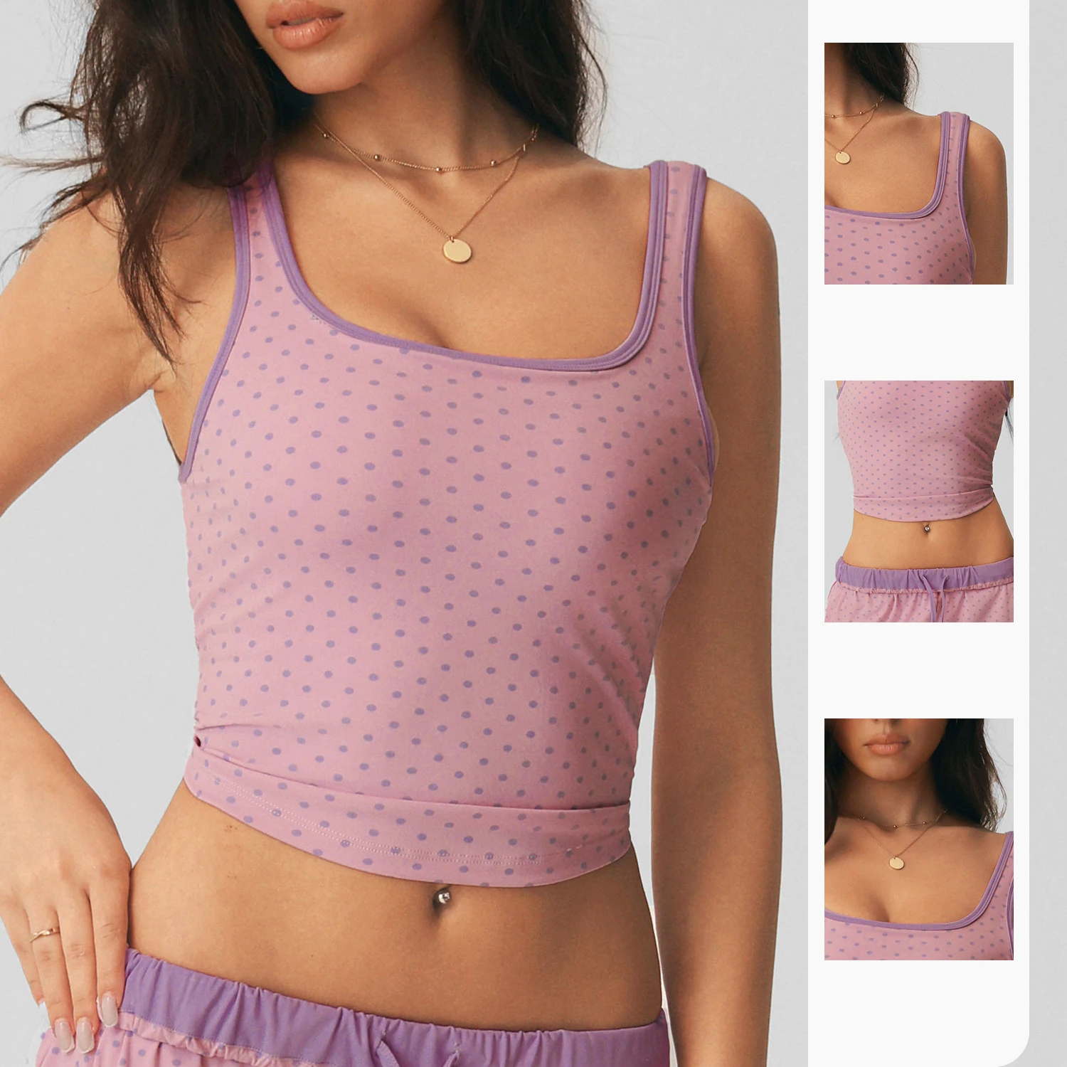 New Style Sports Vest With Chest Cushion Women's Outdoor Wear Polka Dot Yoga Clothes Pilates Training Running Fitness Short Top