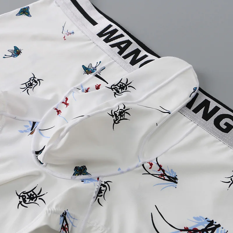 

Mens Wangjiang Underwear Ice Silk Boxer Shorts Sexy Elephant Underpants Print Breathable Swim Trunks M XXL Ropa Interior