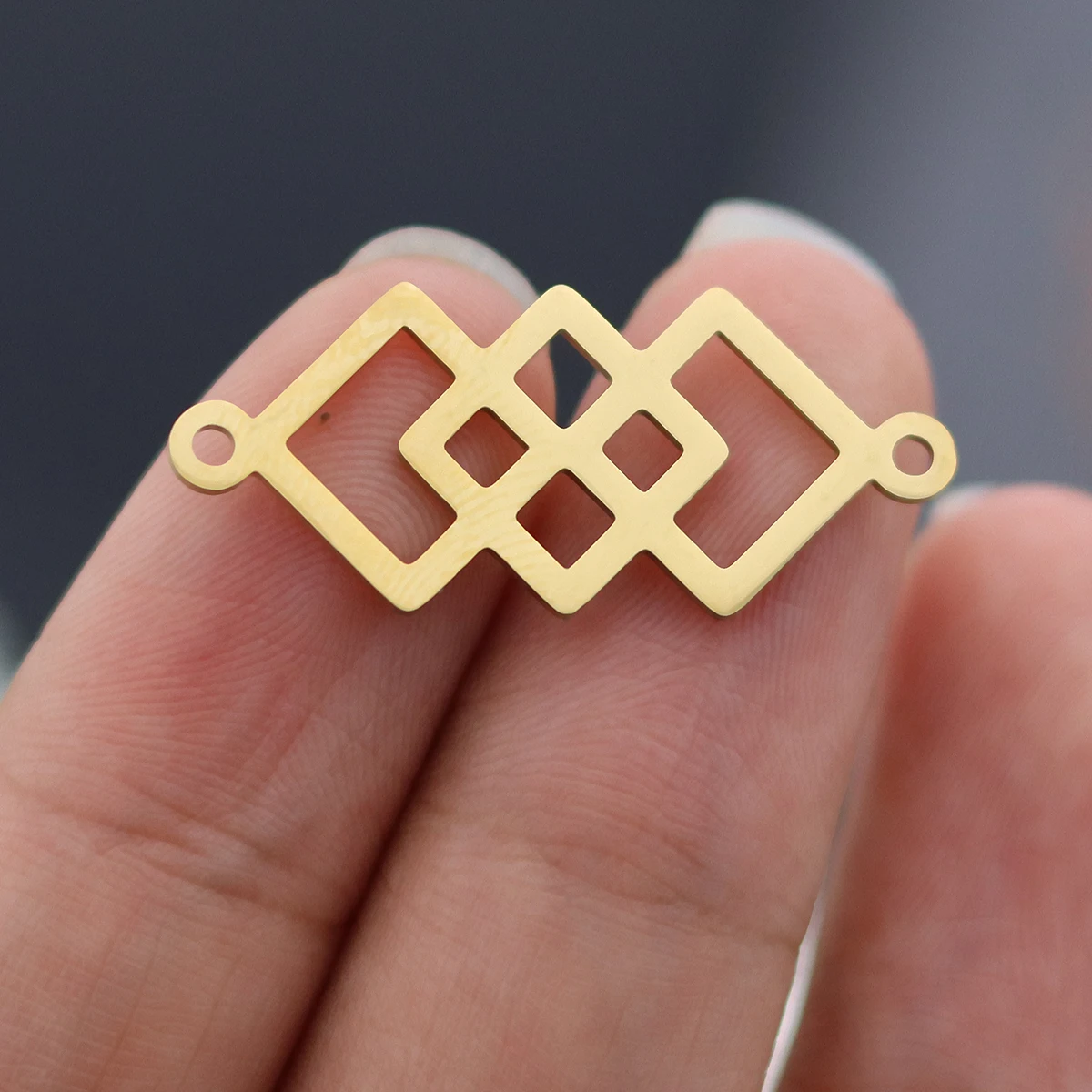 3pcs Geometric Pattern Triple Square Connector Stainless Steel Pendant Charms for Jewelry Making Necklace Earrings diy Supplies