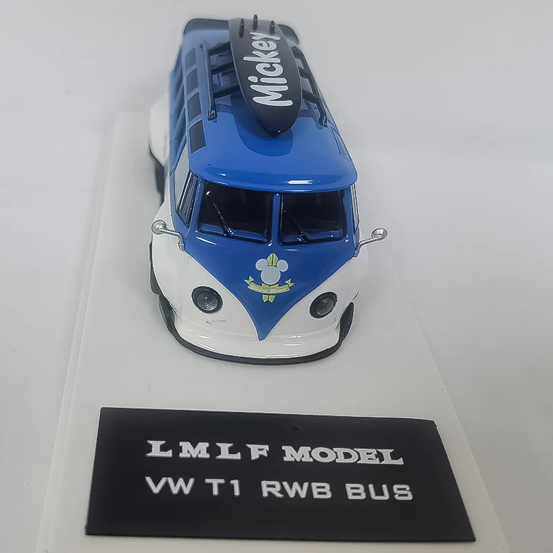 収集用lmlpモデルメタルカー、1:64 vw t1 rwbバス、ブルーギフト、新品