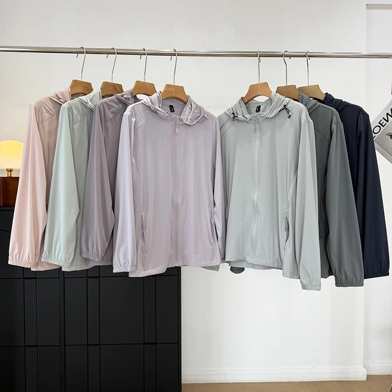 アイスシルクカップル日焼け止め服超薄型通気性ルーズアウトドア釣りスキン服メンズ夏カジュアルジャケット