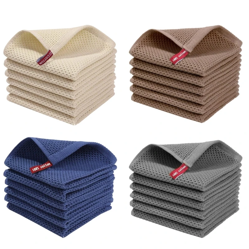 

6pcs Coffee Machine Cleaning Cloth Weave Dish Cloths Absorbent Cotton Kitchen Drying Dish Bar Counter Towels