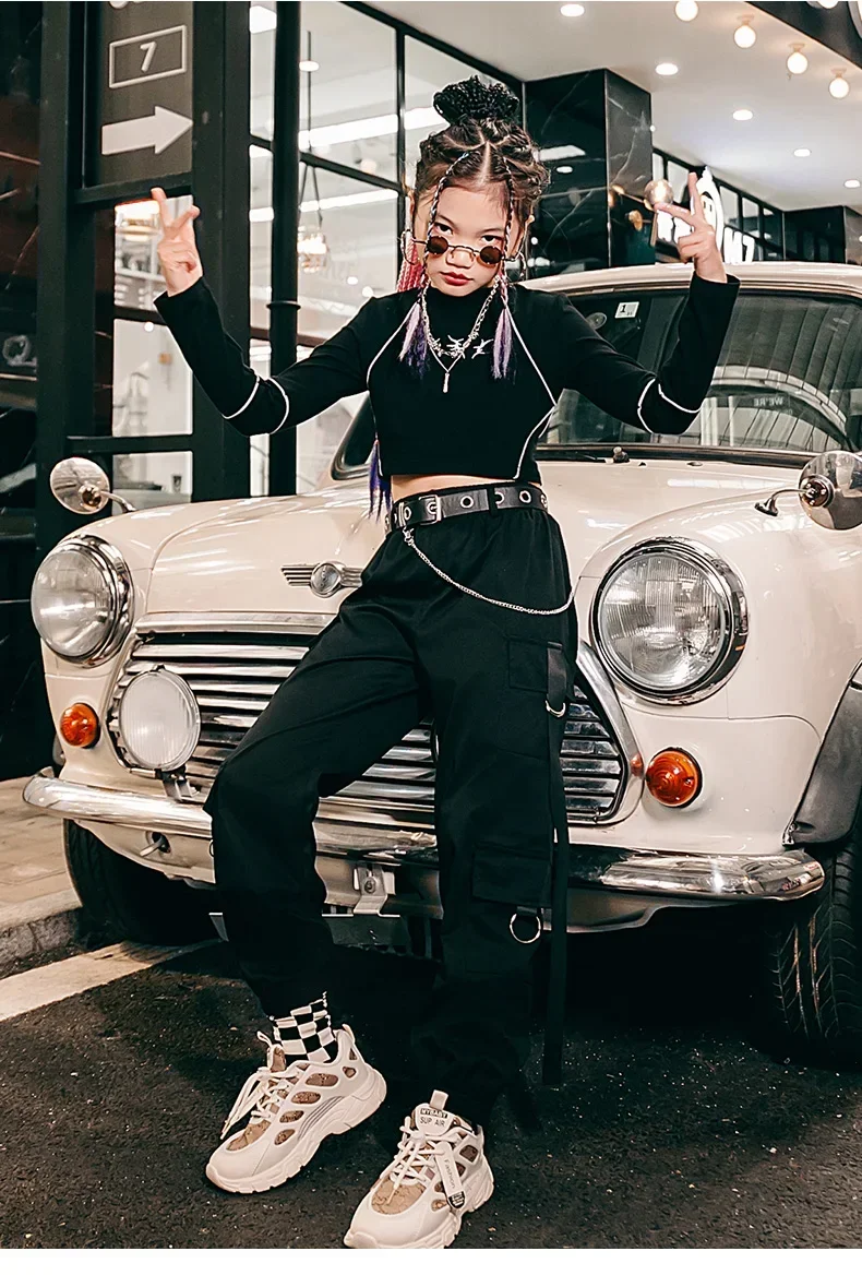 ZZL K-PoP Ropa Trajes de baile de jazz para niñas, Baile callejero para niños, Conjuntos de actuación para niños de Hip Hop, Uniformes de práctica
