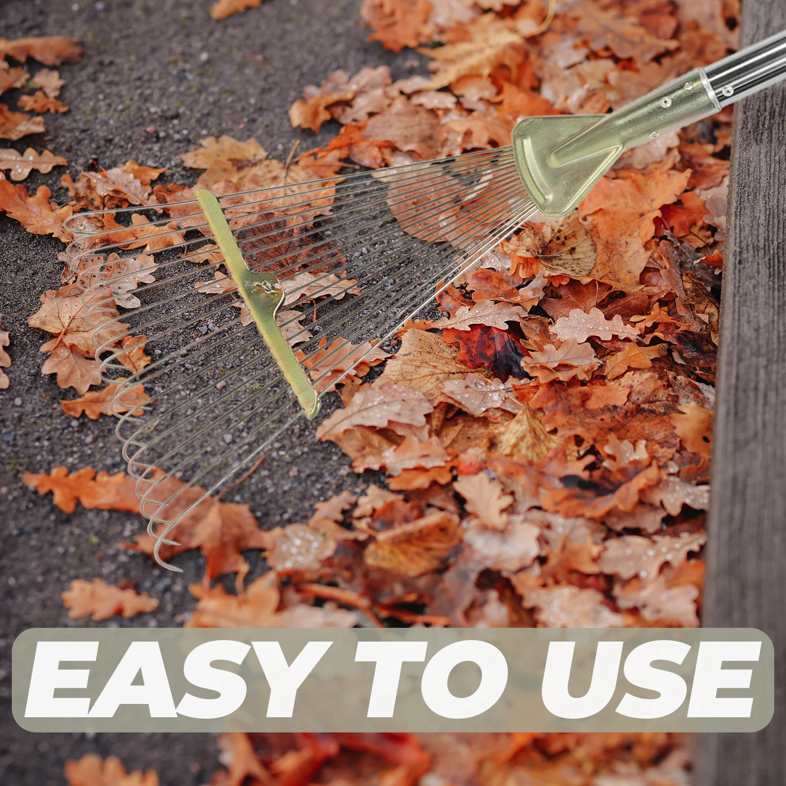 

Portable Retractable Garden Rake Stainless Steel Lightweight Gardening Tool for Easy Digging Mixing Soil and Leaf Cleanup