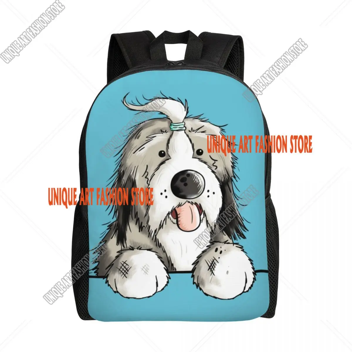

Happy Bearded Collie Dog Laptop Backpack Women Men Fashion Bookbag for College School Student Pet Animal Bags