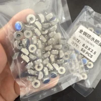50 unids/lote corona de reloj impermeable de acero de Color plateado 4,5mm a 8,0mm de diámetro de cabeza con agujero de 2,5mm para mayorista de relojero
