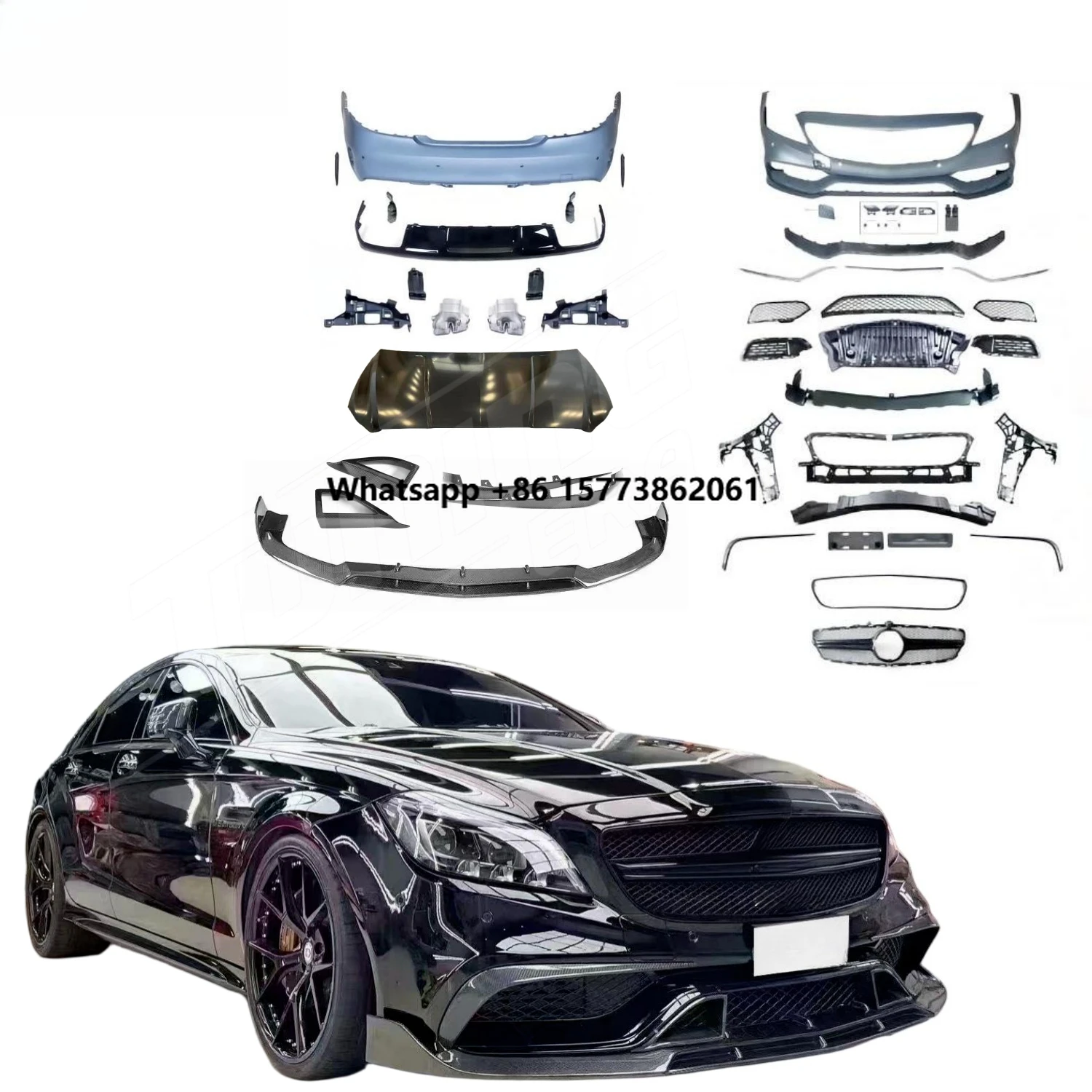 Hot Selling Body Kit for  W218 2011-2018 Upto CLS63 Bumper with B Style Carbon Fiber Front Lip Vent Trims Upgrade