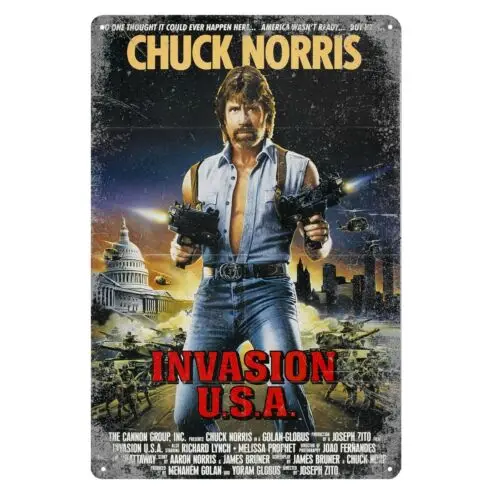 1p，Invasion Usa Chuck Norris Movie Metal Poster Tin Sign 20x30cm Collectable Plate