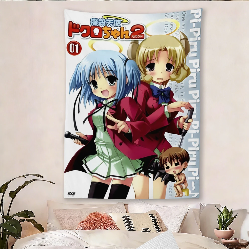 Bludgeoning Angel Dokuro-chan Tapestry Anime Girl Portrait Wall Hanging Kawaii Otaku Bedroom Dorm Decor Gift