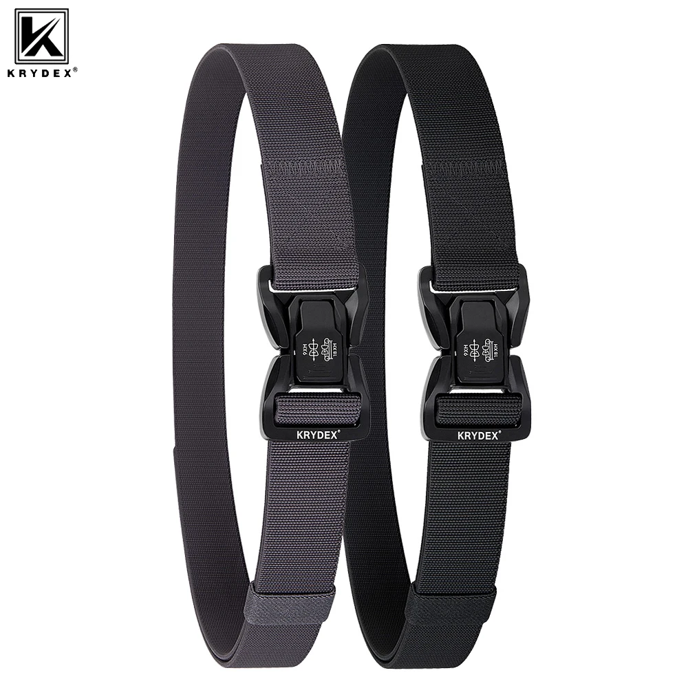 KRYDEX Tactical 1.5 Inch Belt Stretch Nylon Rigger EDC Waist Belt Quick Release Buckle Heavy Duty for Work Outdoor Training Duty