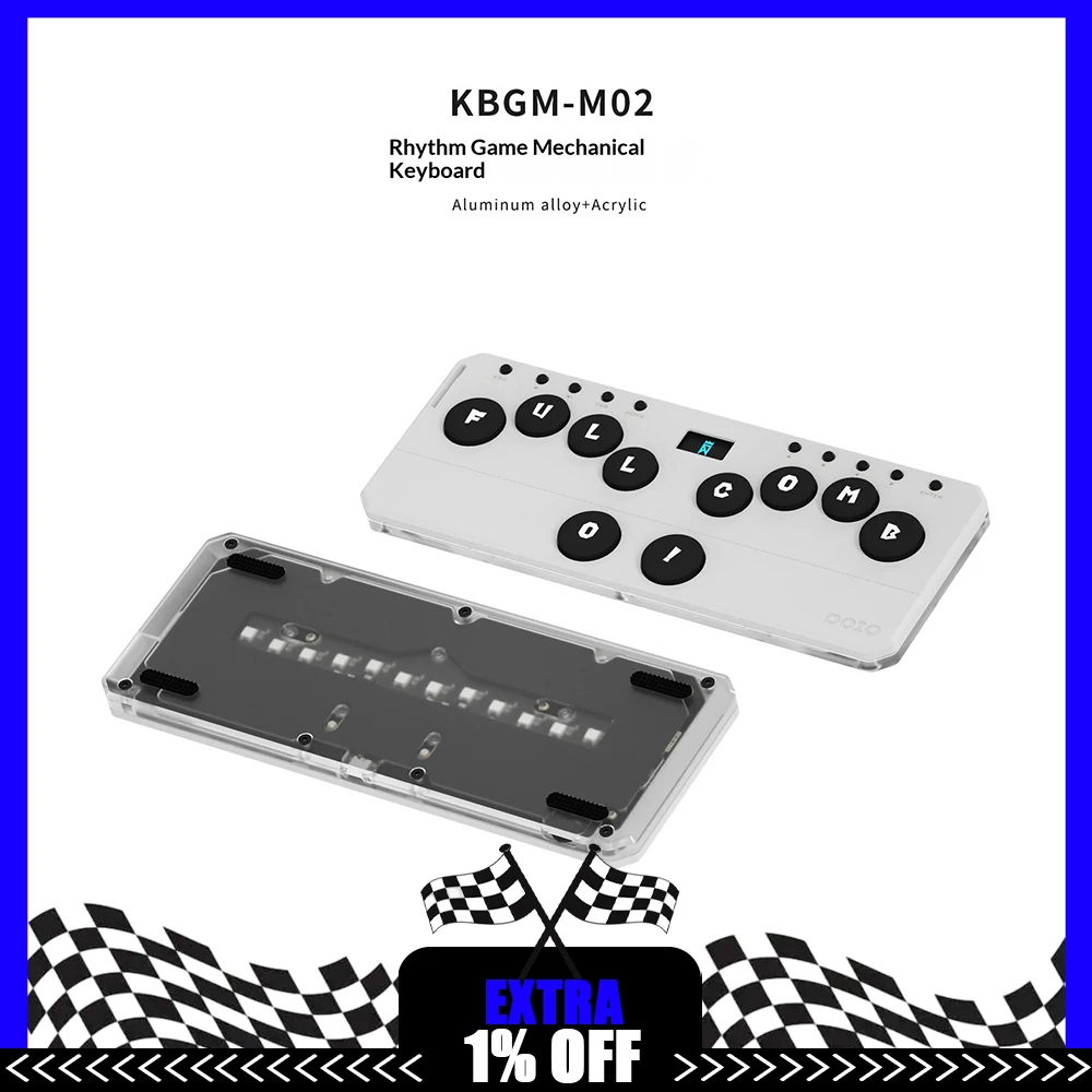 DOIO KBGM-M02 Game Keyboard PBT Theme Keycap Full Key Customize Music Keyboard Aluminum Alloy CNC Shell OLED Screen For Gifts