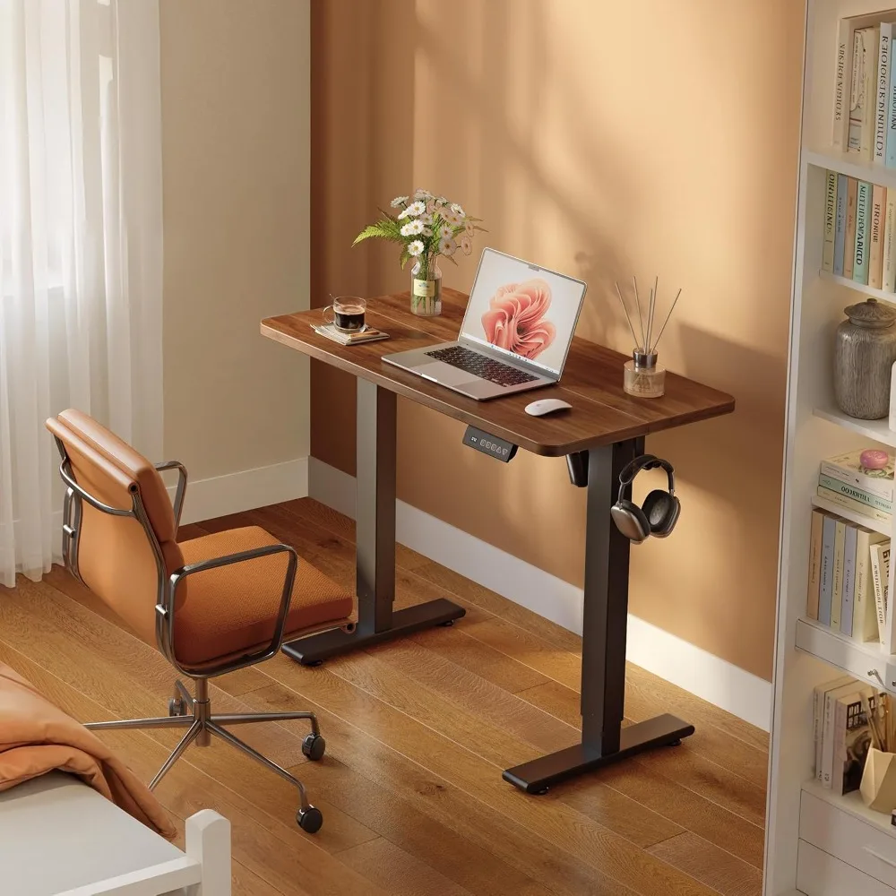FEZIBO Standing Desk 32 x 19 Inch Electric Height Adjustable Black Walnut