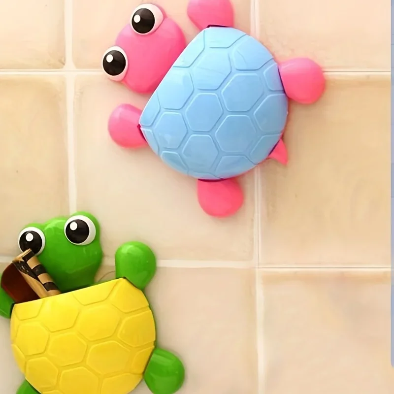 1pc-Plastic cute turtle rack, cartoon bathroom storage and organization rack, toothbrush and toothpaste storage rack