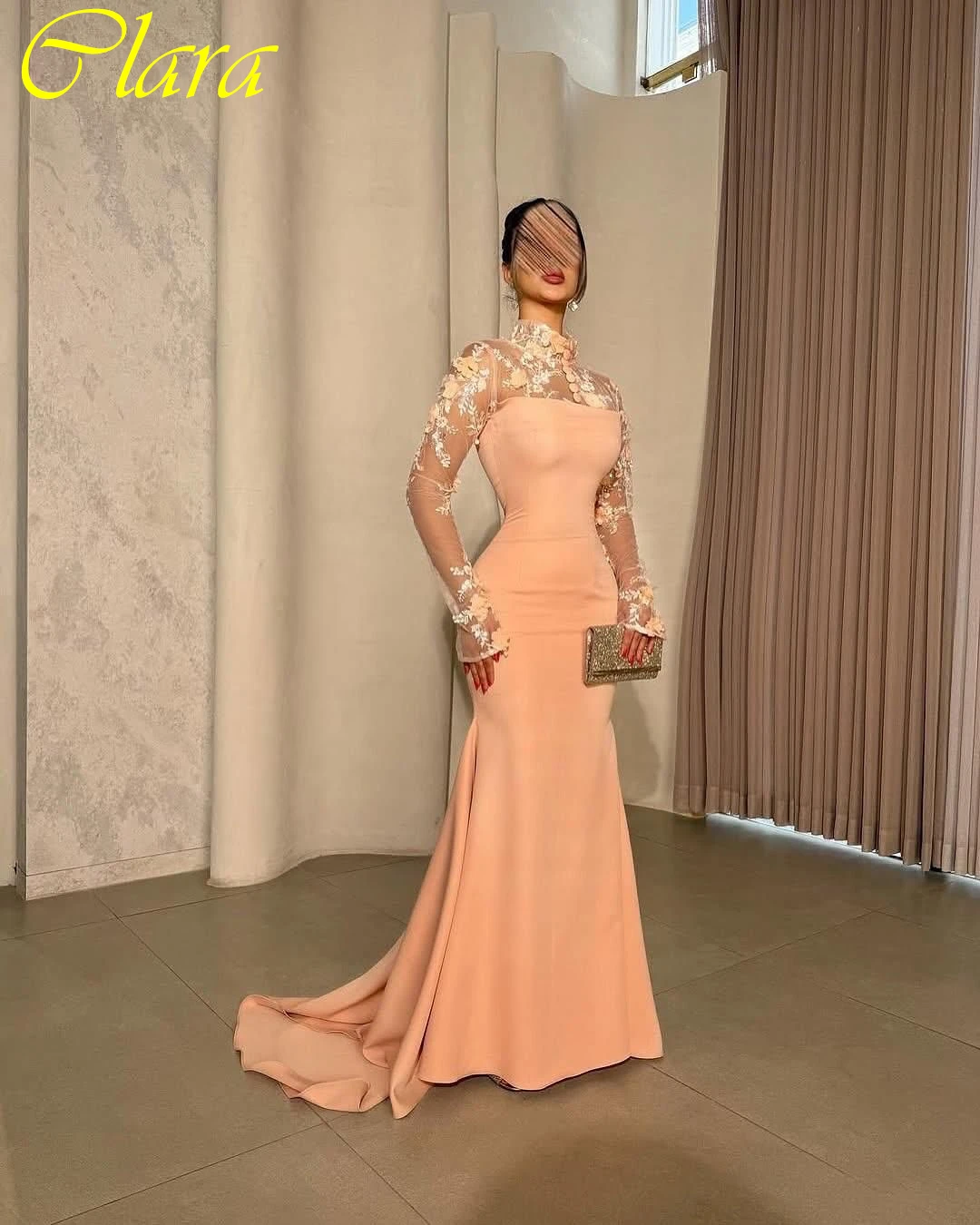 

Customized Mermaid High Collar Elegant Formal Evening Dress Delicate Temperament Bespoke Occasion Gowns High Quality Party Dress