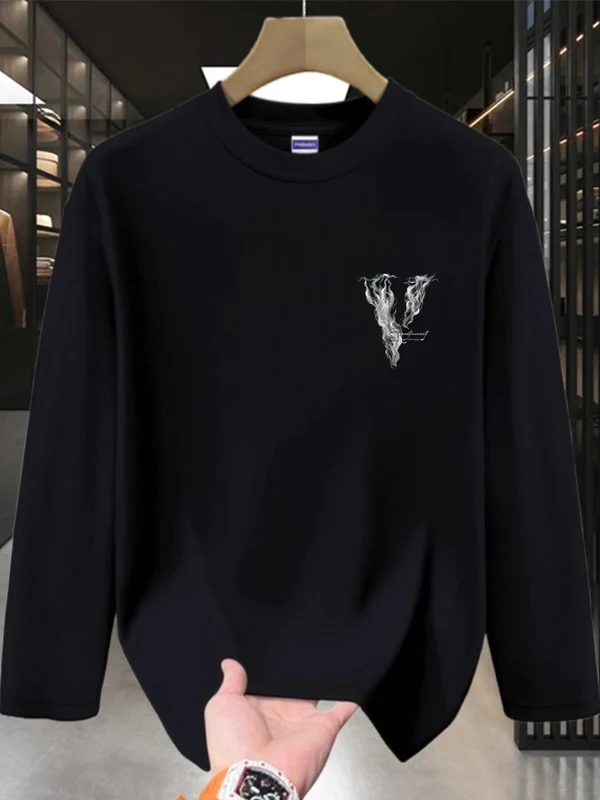 

Extra Large Size 300 Pou American Sle Haome Pure Cotton Long Sve T-irt Men's Spring Autumn Trendy Loose Casual r...